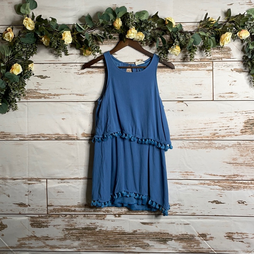 Blue Tassel Mini Dress Size Small
